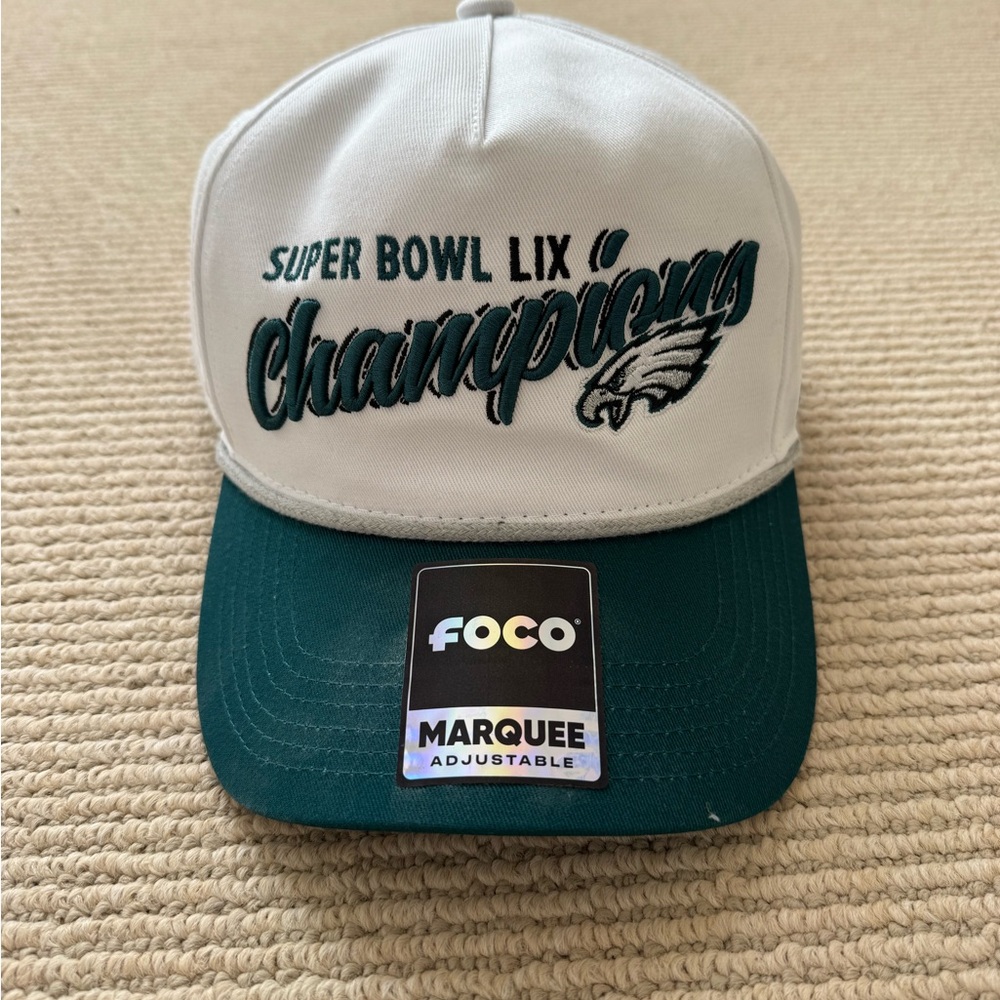 FOCO Philadelphia Eagles Super Bowl LIX Champions White & Green Adjustable Hat